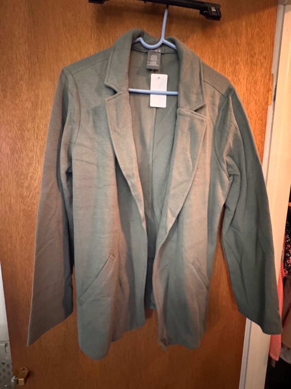 Matty M Open-Front Knit Blazer Jacket - Sage